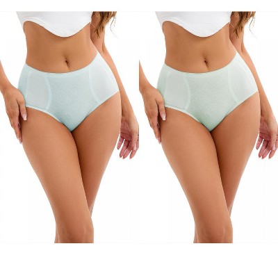 INSPIRE CHIC 2 Pcs Women's High-Waisted Underwear Briefs High Elastic Breathable Underpants