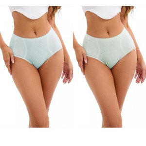 INSPIRE CHIC 2 Pcs Women's High-Waisted Underwear Briefs High Elastic Breathable Underpants - 1 of 4