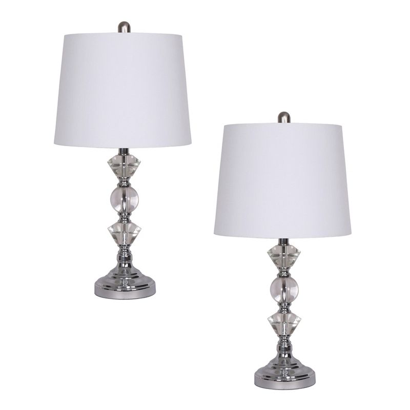 SAGEBROOK HOME (Set of 2) 26&#34; Crystal Table Lamps Antique Silver, 1 of 2