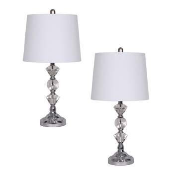 SAGEBROOK HOME (Set of 2) 26" Crystal Table Lamps Antique Silver