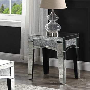 20" Noralie Mirrored Accent Table Faux Diamonds - Acme Furniture