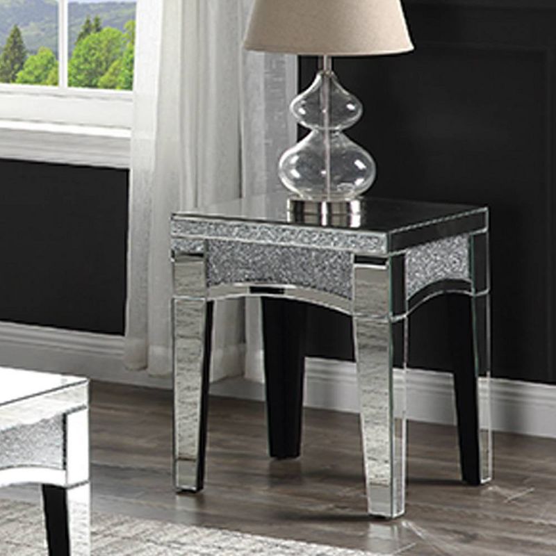20&#34; Noralie Mirrored Accent Table Faux Diamonds - Acme Furniture, 1 of 9