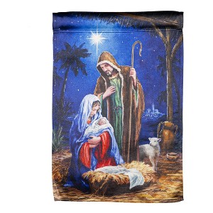 Evergreen Garden Flag Holy Night Nativity Lustre Double Sided Indoor Outdoor Decor 18" x 12.5" - 1 of 4