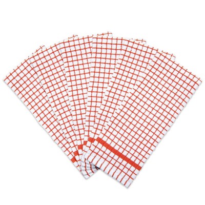 Sloppy Chef Classic Checkered Kitchen Towels (Pack of 6), 15x25, Cotton