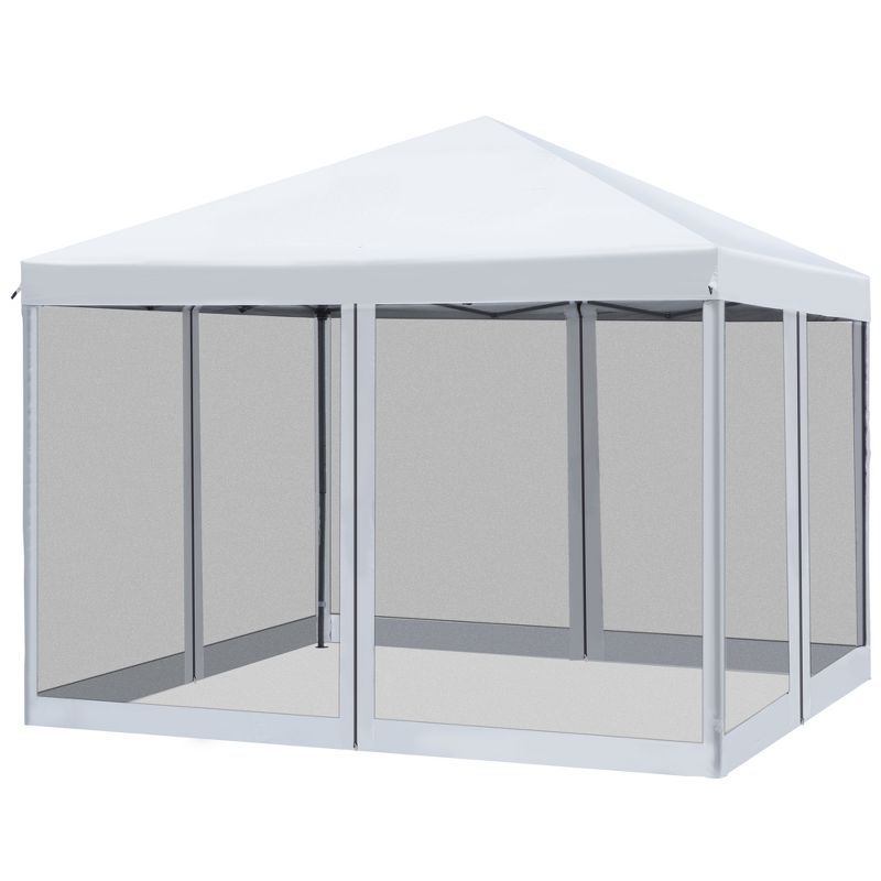 Outsunny 10' x 10' Heavy Duty Pop Up Canopy with Removable Mesh Sidewall Netting, Easy Setup Design, Outdoor Party Event with Storage Bag, 5 of 11