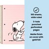 Yoobi 8"x10.5" Peanuts 1 Subject Notebooks Wide Ruled with Pen Pink Snoopy Dance, School Supplies - 2 of 4