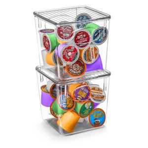 Sorbus Small Clear Plastic Bins with Lids - Organizes Coffee Pods, Tea Bags, Sugar Packets - Perfect for Kitchen Organization & Storage - 1 of 4