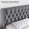 Bed Frame with Button Tufted Wingback Headboard - 4 of 4