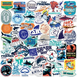 Shark Week 50ct Vinyl Large Deluxe Stickers Variety Pack - Laptop, Water Bottle, Scrapbooking, Tablet, Skateboard, Indoor/Outdoor - 1 of 4