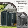 Outdoor Storage Shed, Resin Shed with Floor & Lockable Doors, All Weather Plastic Sheds with Window Dark Grey - 4 of 4