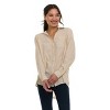 Super Triple Goose Women’s Linen Long Sleeve Button-Down Shirt – Lightweight Casual Collared Top with Pocket - 4 of 4