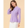 Allegra K Women's Work Peter Pan Collar Long Bishop Sleeve Button Down Shirt - 4 of 4