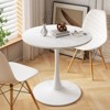 FONTOI 31.50" Round End Table with Metal Pedestal, Side Table for Living Room Bedroom Small Space, White, 31.5"*28.74"*31.5" - 4 of 4