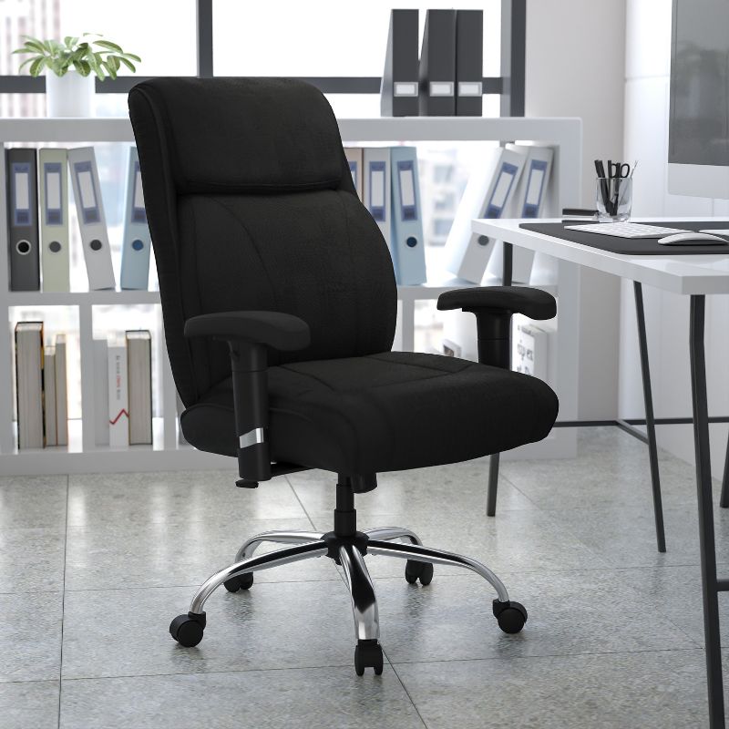Flash Furniture HERCULES Series Big & Tall 400 lb. Rated Swivel Ergonomic Task Office Chair with Clean Line Stitching and Adjustable Arms, 2 of 12