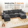 Kayamas 107'' Soft Corduroy Modular L-Shaped Sectional Sofa, 3-Seater Couch with Movable Ottoman for Living Room - 3 of 4