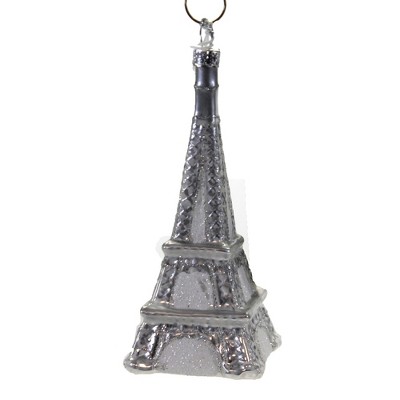 Holiday Ornament 4.0" Silver Eiffel Tower . France Paris Love Souvenir  -  Tree Ornaments