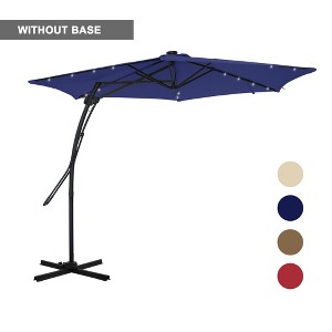 Clihome 10 Ft.Outdoor Patio Cantilever Umbrella with 360 Degrees Rotation,LED Lights,Waterproof Fade-Resistant Canopy with Cross Base - 1 of 4