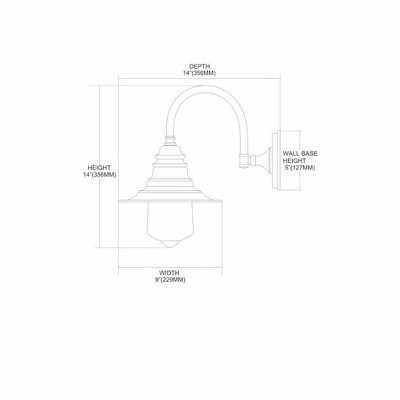 Bronze Curved Industrial Wall Sconce with Glass Shade