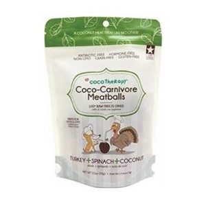 CocoTherapy Coco-Carnivore Meatballs Dog Treats, Turkey + Spinach + Coconut - 1 of 3