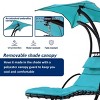 Racxily 53.15 in. Outdoor Teal Hanging Curved Lounge Chair Steel Hammocks Chaise Swing with Built-In Pillow and Removable Canopy - 4 of 4