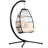 Barton Outdoor Hanging Egg Chair Lounge Chair Patio Cushion Hammock Stand, Cream