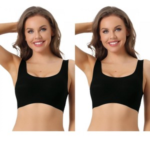Allegra K Women's Wirefree Push Up Workout Sleep Comfort Sports Bras 2 Packs - 1 of 4