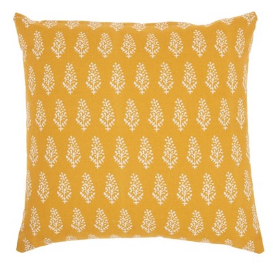 18"x18" Life Styles Printed Leaves Square Throw Pillow Yellow - Mina Victory