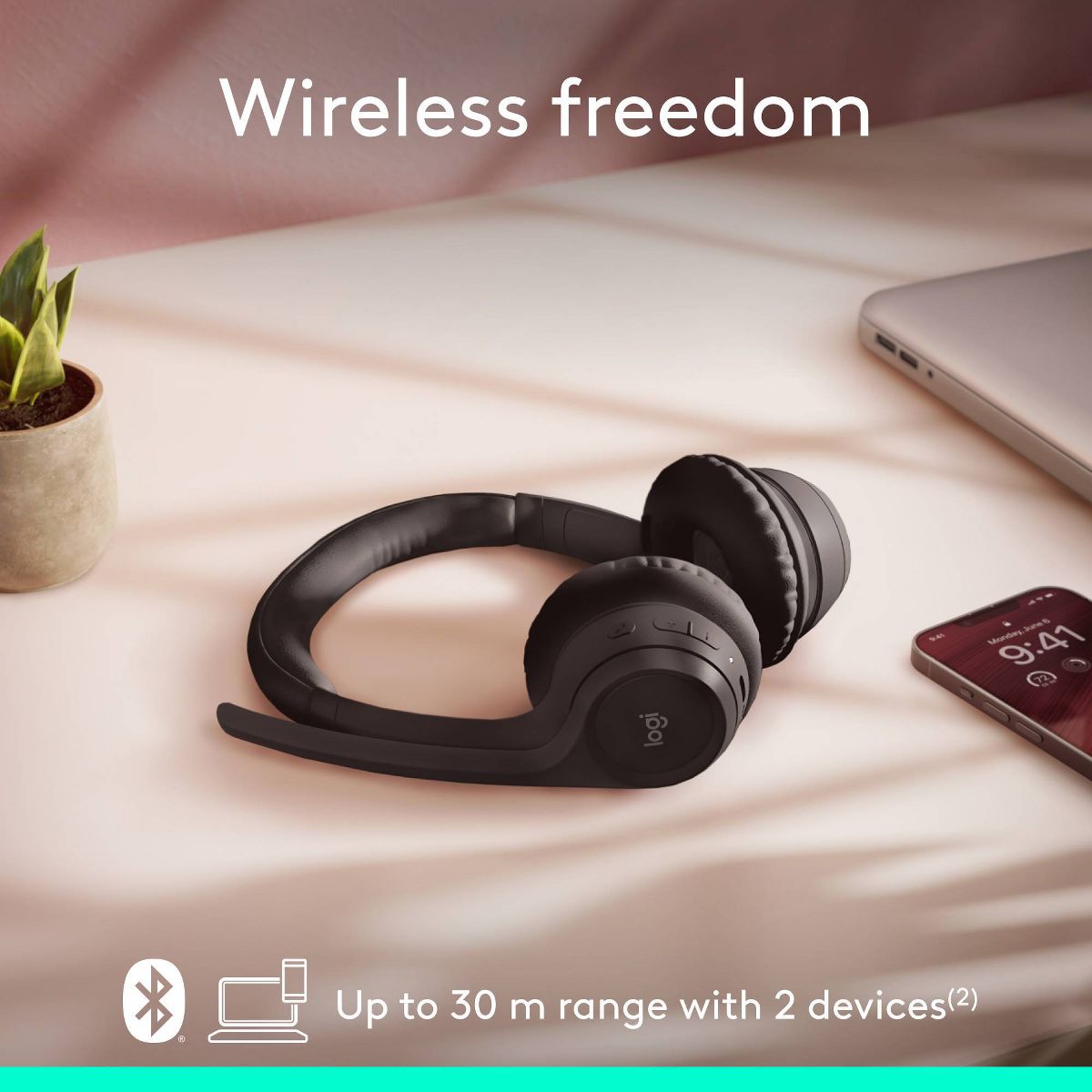 Logitech Zone 300 Bluetooth Wireless Headset - Black: Hands-Free, Multi-Pairing, USB-C - thumbnail 4