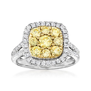 Ross-Simons 1.50 ct. t.w. Yellow and White Diamond Ring in 14kt 2-Tone Gold - 1 of 4