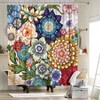 Boho Floral Shower Curtain, Bright Fabric Blossom, 12 Hooks, Multi - Color 72x72 - 2 of 4