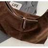 Trendy Suede Crescent Shoulder Bag Women Tote Bag Satchels Crossbody Purse Top-handle Travel College Work Tote Handbag - 4 of 4