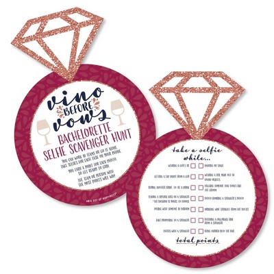 Big Dot of Happiness Vino Before Vows - Selfie Scavenger Hunt - Winery Bridal Shower or Bachelorette Party Game - Set of 12