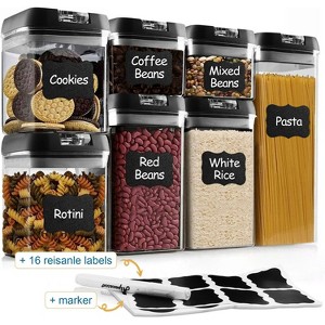 LunaLulinlk Airtight Food Storage Containers with Lids, 7-Pack BPA-Free Kitchen Plastic Storage Containers, Black - 1 of 4