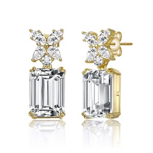 Guili Elegant 14k Gold Plated Drop Earrings with Emerald-Cut Cubic Zirconia Cluster – Timeless Sparkle for Every Occasion - 1 of 2