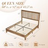 AMERLIFE Solid Wood Bed Frame, Mid-Century Platform Bed with Grille Headboard - 2 of 3