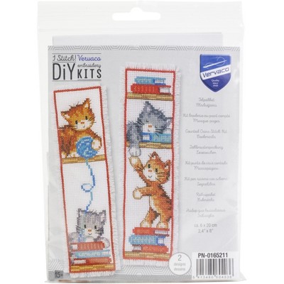 Vervaco Bookmark Counted Cross Stitch Kit 2.4"X8" 2/Pkg-Playful Kittens (14 Count)