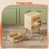 GALAXHERO Rattan Nightstands Set of 2 with Charging Station Boho Wood Side Tables Small End Tables with Drawers for Bedroom - 3 of 4