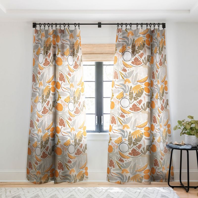 Evamatise Tiki Picnic Mid Century Modern Single Panel Sheer Window Curtain - Deny Designs, 1 of 7
