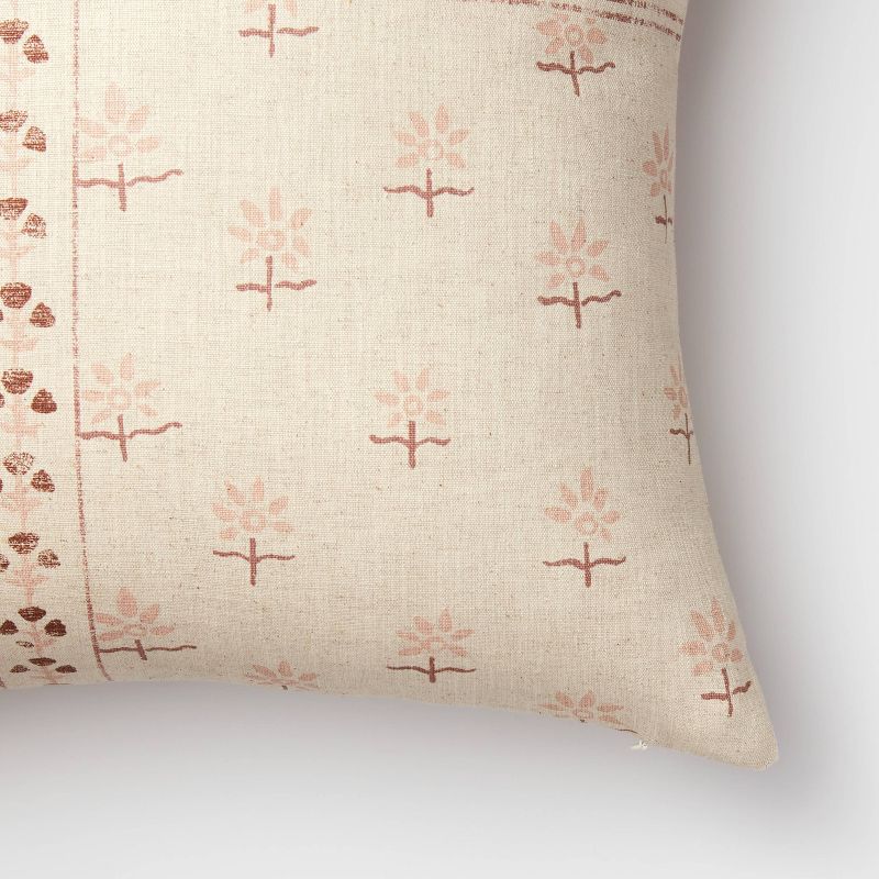 Printed Patchwork Square Throw Pillow with Tassel Zipper Cream/Mauve - Threshold&#8482; designed with Studio McGee, 4 of 12
