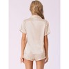 cheibear Women's Button Short Sleeve Shirt and Shorts Satin 2-Piece Sleepwear Pajama Sets - 3 of 4