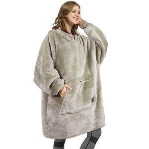 Catalonia Women's Oversized Flannel Blanket Hoodie - Cozy Wearable Plush Fleece Pullover, Soft Lounge Sweatshirt for Home, Camping, Outdoor Comfort - 1 of 4