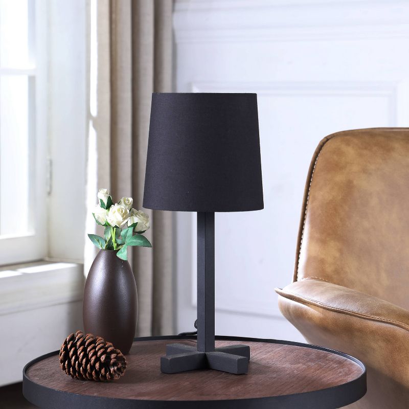 16.5&#34; Traditional Metal Table Lamp with Cross Leg Base Black - Ore International, 4 of 6