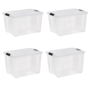 Racxily 4 pack 60 Qt. Plastic Storage Bins with Lids, Clear, Latching, Stackable, Totes - 1 of 4