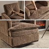 Karl Home Modern Comfy Upholstered Armchair with Back Pillow, 360 Degree Square Swivel Barrel Accent Chair for Living Room brown - 3 of 4