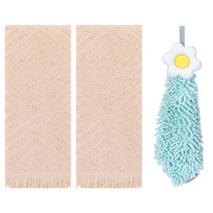 REGALWOVEN 3 Pcs Bathroom Soft and Absorbent Decorative Hand Towel - 1 of 4