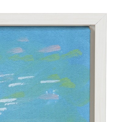 Summer Sip Flamingo Print on Canvas with White Frame