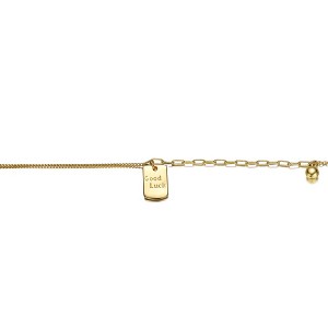 Sterling Silver Anklet with 14K Yellow Gold Plating, featuring a golden pearl and square charm for a sophisticated and elegant touch. - 1 of 3