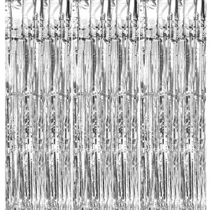 Unique Bargains Wedding Birthday Party Decoration Foil Fringe Backdrop Curtains 4 Pcs - 1 of 4