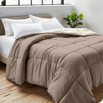 Taupe and Sand Reversible Microfiber Down Alternative Comforter Set