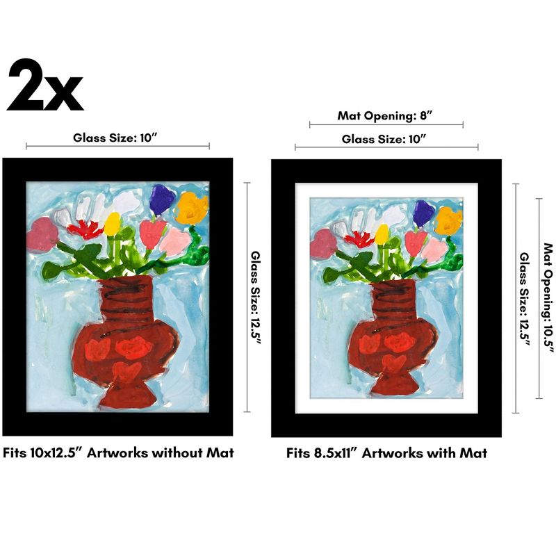 Americanflat Kids Art Frame 10x12.5 inches with 8.5x11 inches Mat - Composite Wood And Glass (2 Pack), 2 of 8